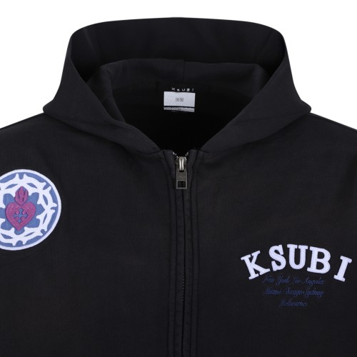 Ksubi Black Graphic Patch Zip Hoodie.