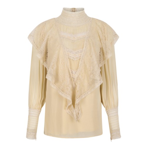 Zimmermann Ivory Ruffled Lace Blouse.