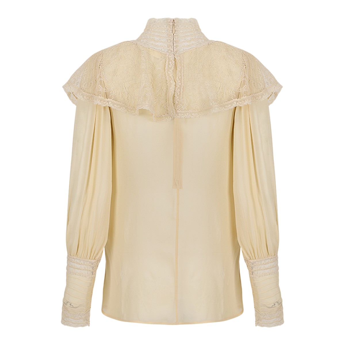Zimmermann Ivory Ruffled Lace Blouse.