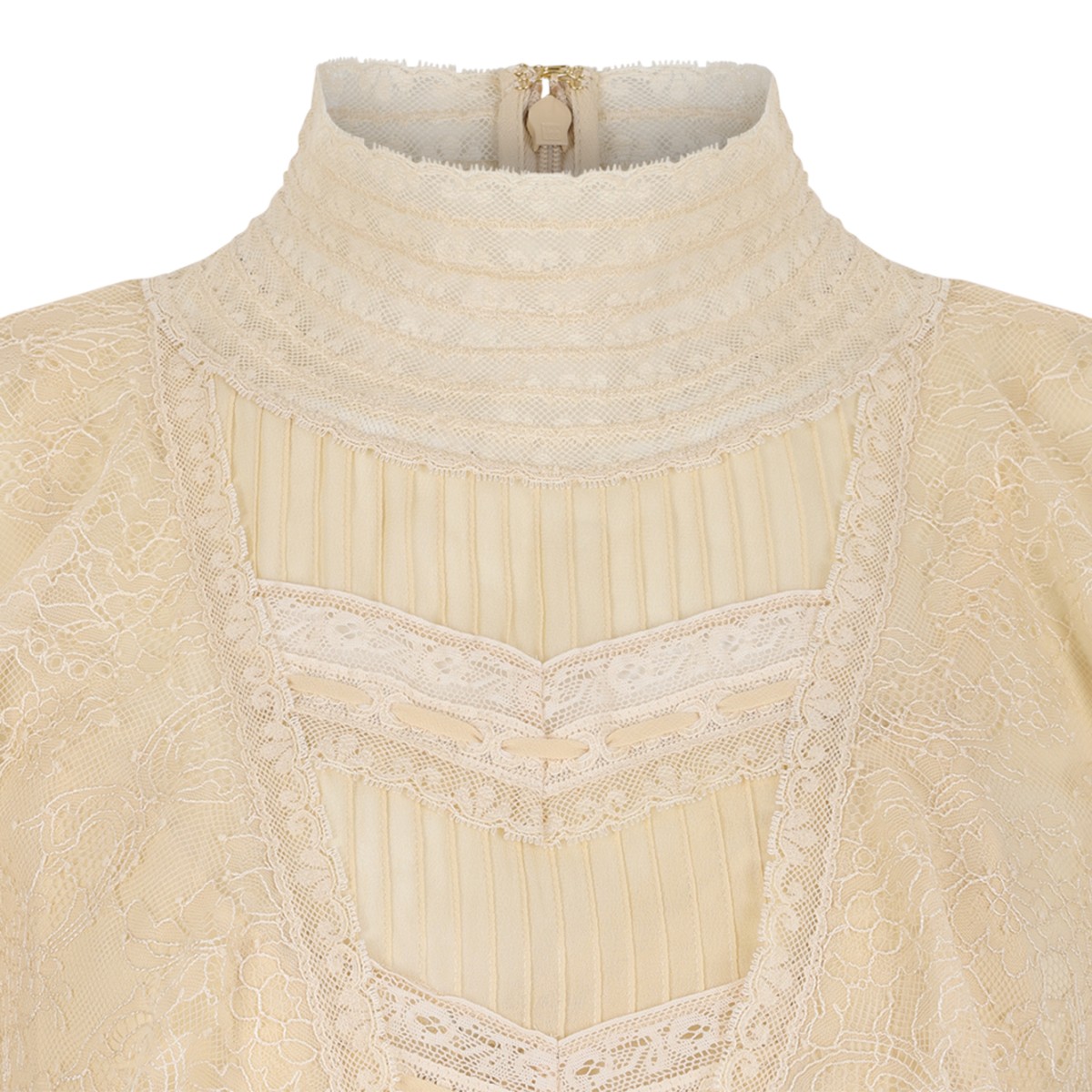 Zimmermann Ivory Ruffled Lace Blouse.