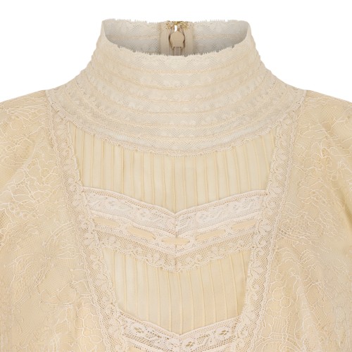 Zimmermann Ivory Ruffled Lace Blouse.