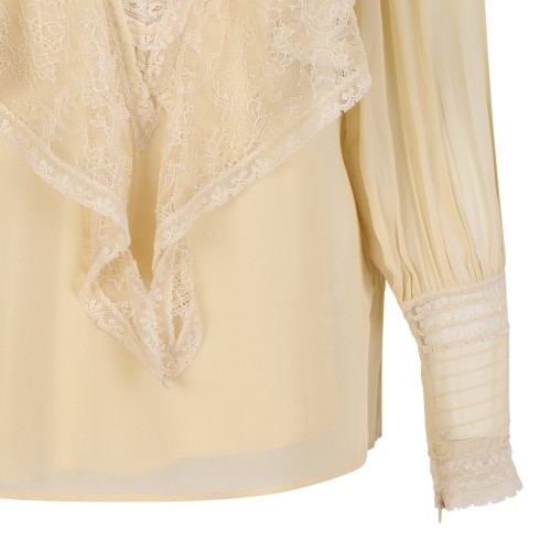 Zimmermann Ivory Ruffled Lace Blouse.