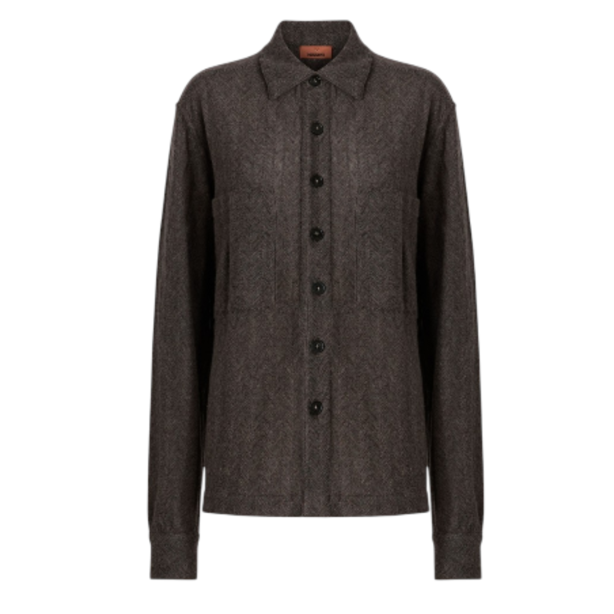 Missoni Dark Brown Textured Knit Shirt.