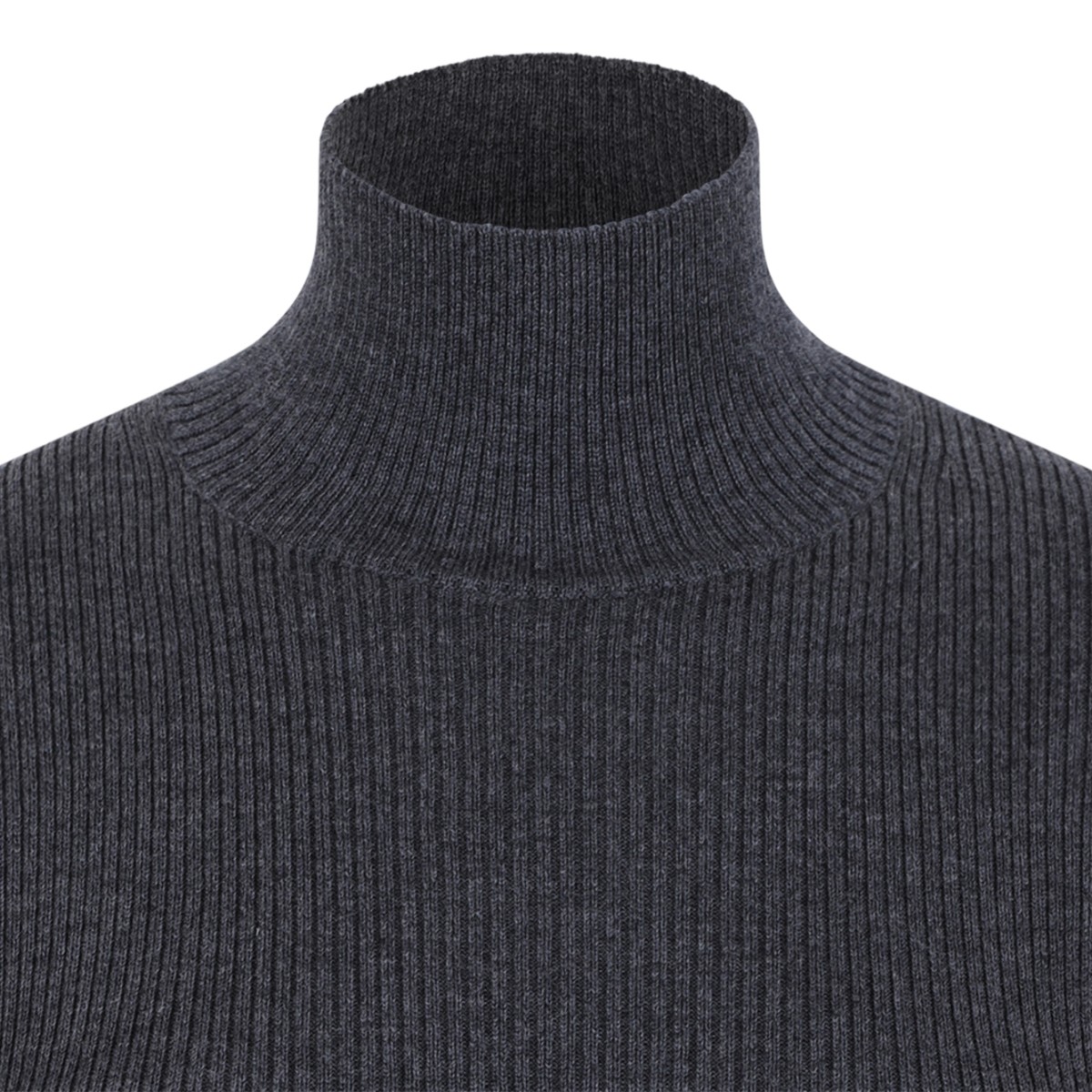 Alexander McQueen Dark Grey Embellished Cuff Turtleneck Sweater.