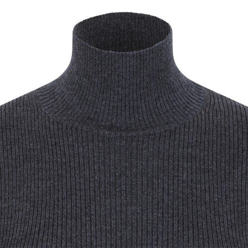 Alexander McQueen Dark Grey Embellished Cuff Turtleneck Sweater.