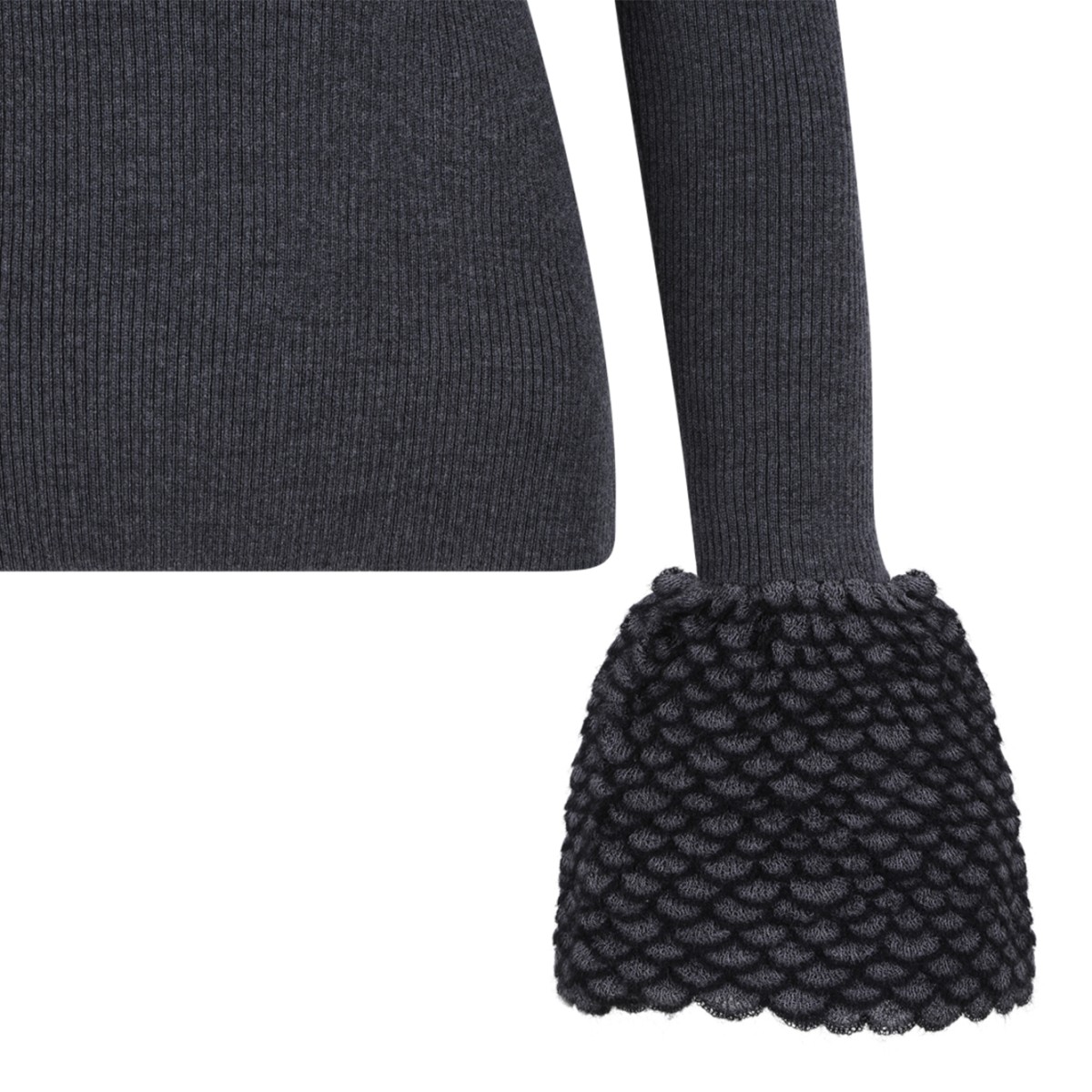 Alexander McQueen Dark Grey Embellished Cuff Turtleneck Sweater.