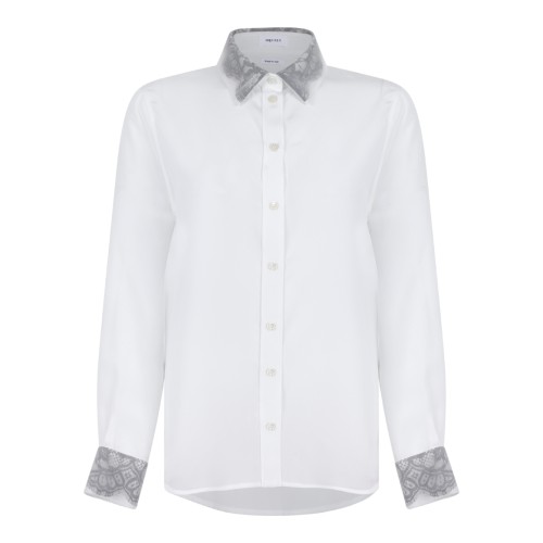 Alexander McQueen White Contrast Collar Shirt.