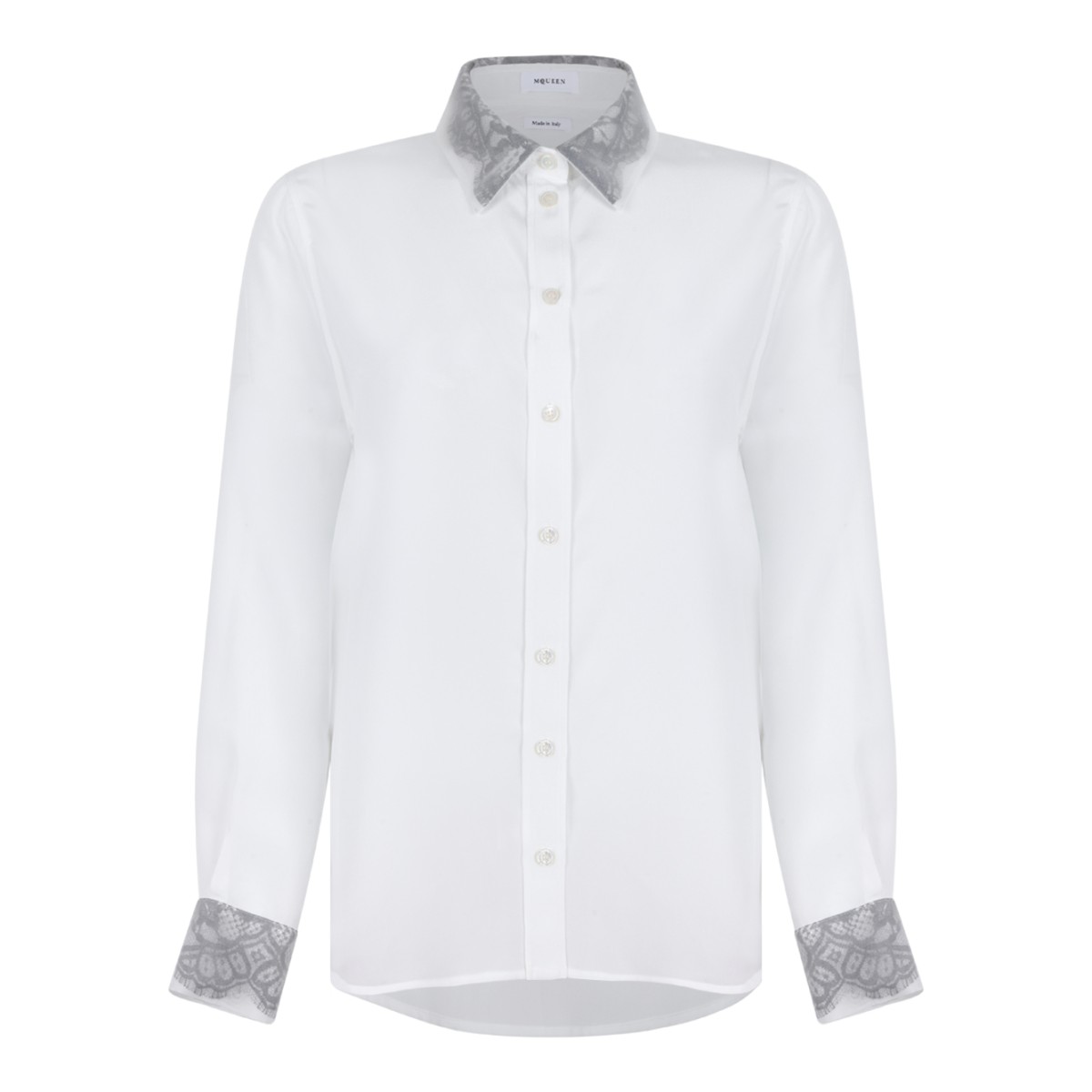 Alexander McQueen White Contrast Collar Shirt.
