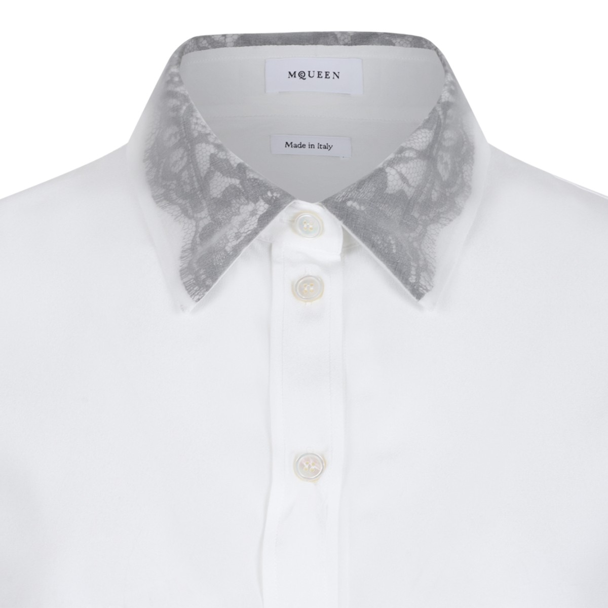 Alexander McQueen White Contrast Collar Shirt.