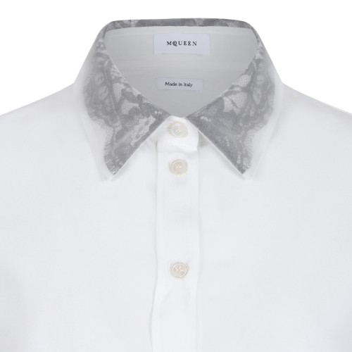 Alexander McQueen White Contrast Collar Shirt.