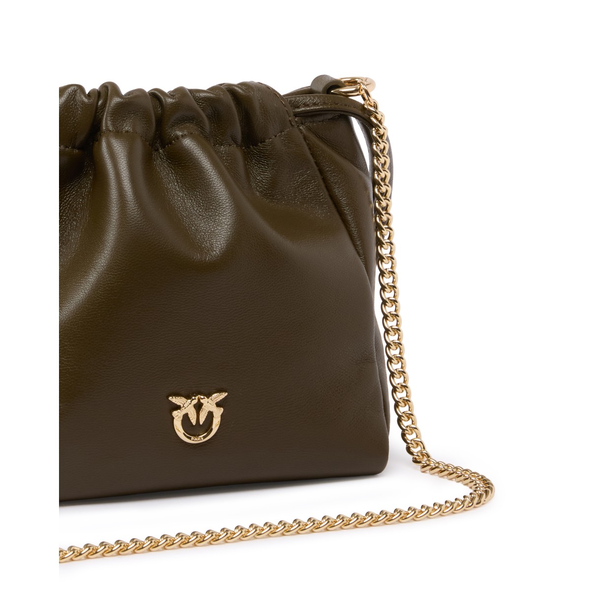 Pinko Brown Flower-Detail Mini Bag.