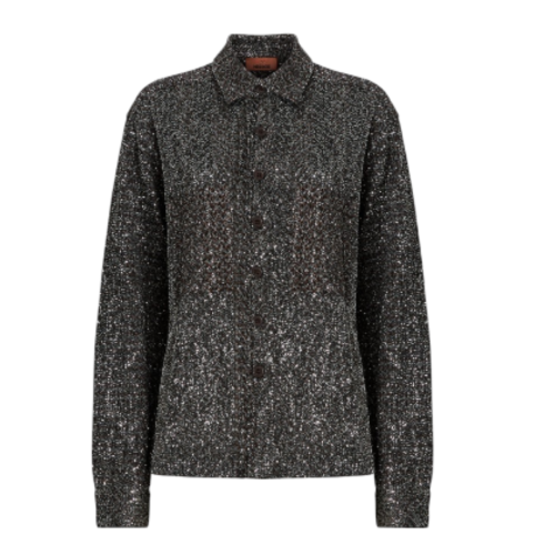Missoni Grey Textured Knit Polo Shirt.