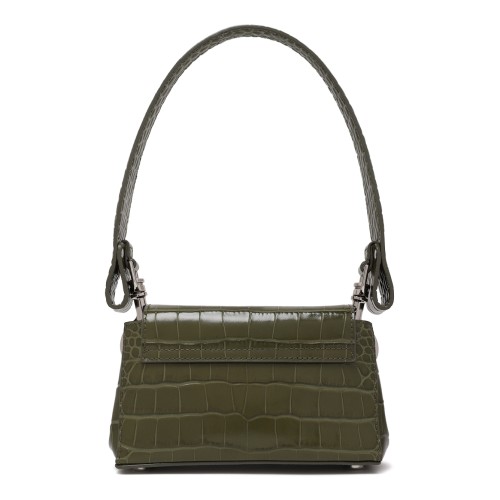 Vivienne Westwood Khaki Green Croc-Effect Shoulder Bag. 2