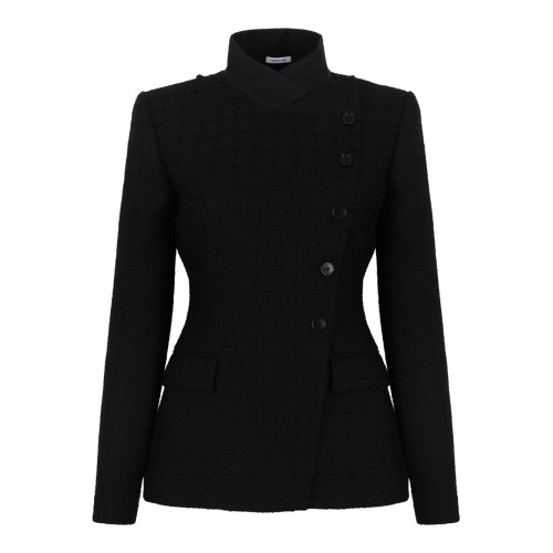 Alexander McQueen Black Asymmetric Tailored Blazer.