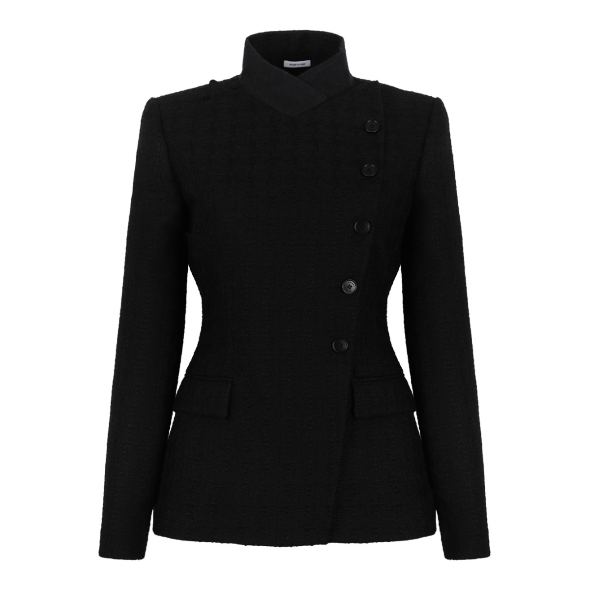 Alexander McQueen Black Asymmetric Tailored Blazer.