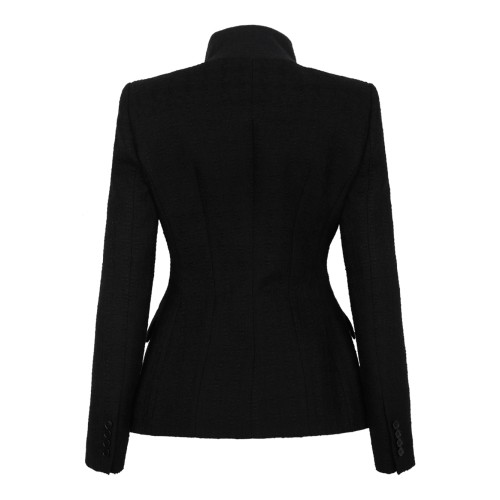 Alexander McQueen Black Asymmetric Tailored Blazer. 2