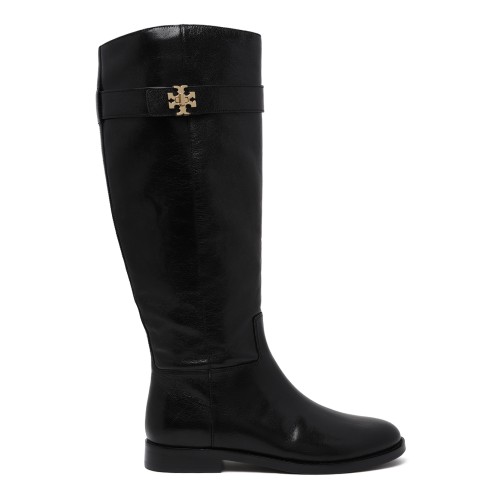 Tory Burch Black Leather Knee-High Boots.
