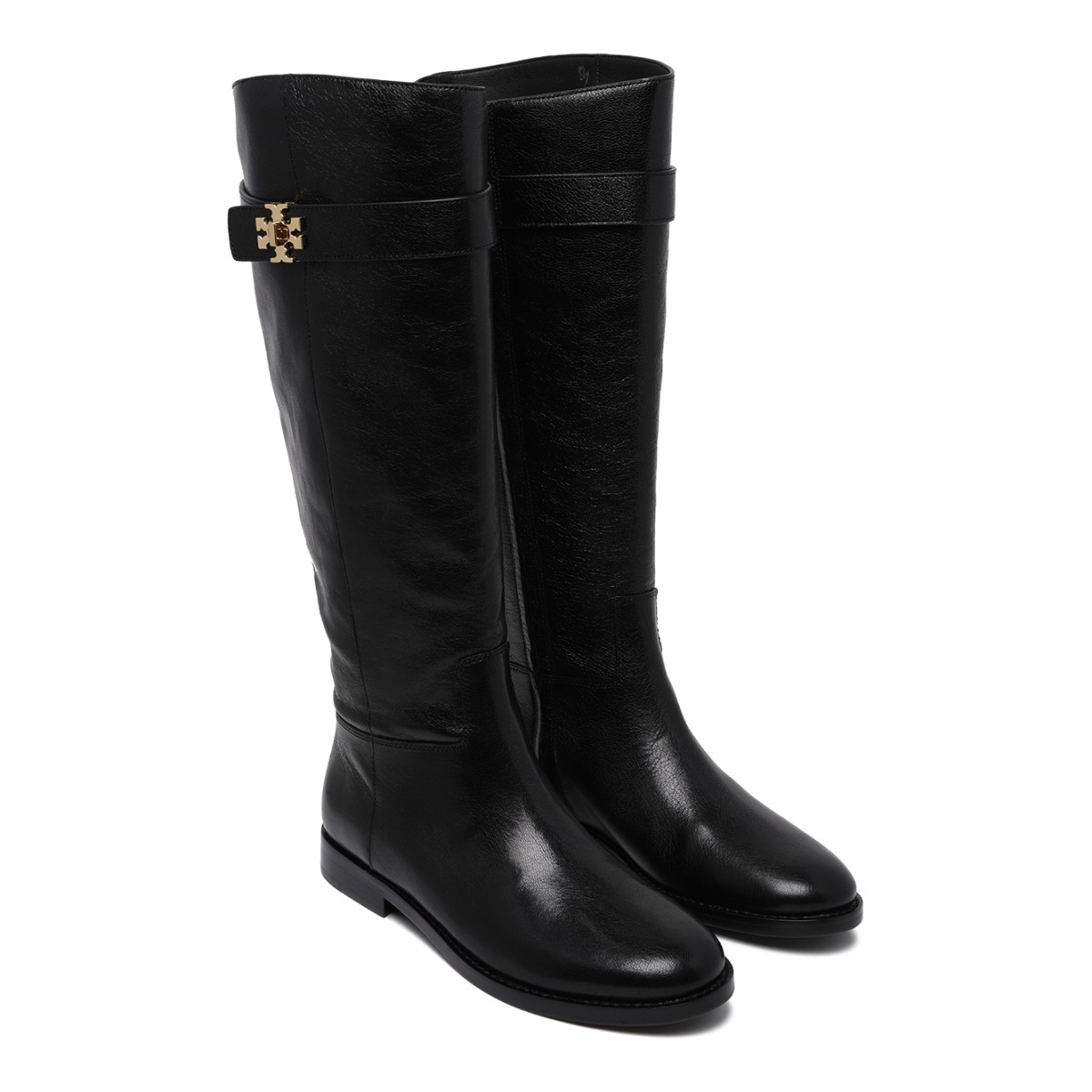 Tory Burch Black Leather Knee-High Boots.