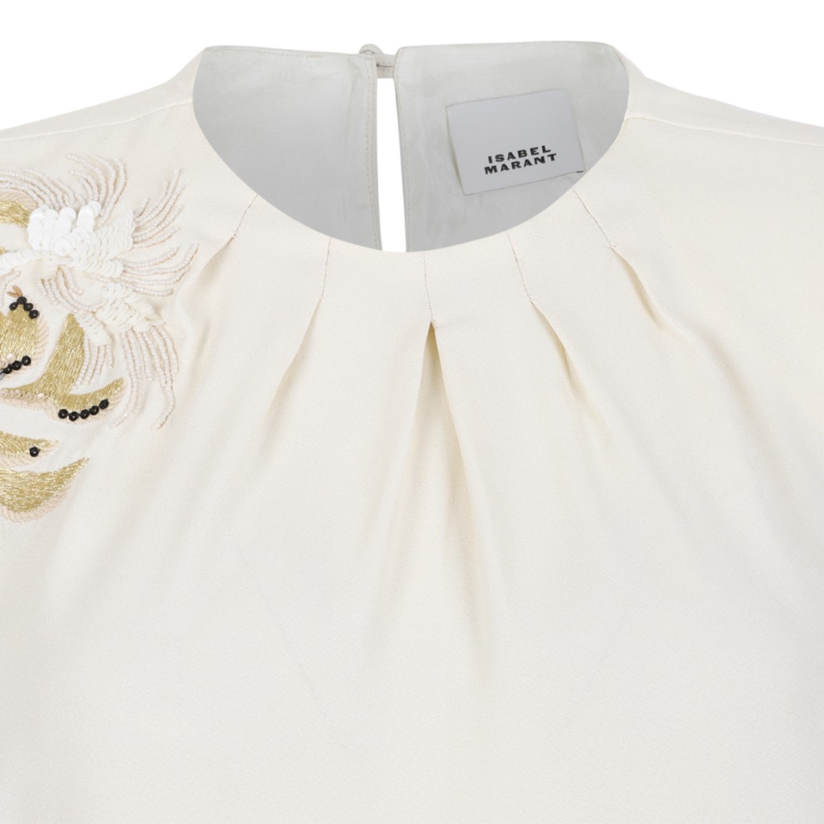 Isabel Marant Ivory Embellished Shoulder Top.