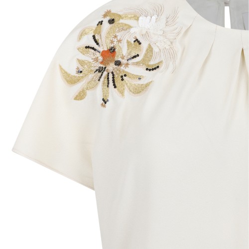 Isabel Marant Ivory Embellished Shoulder Top.