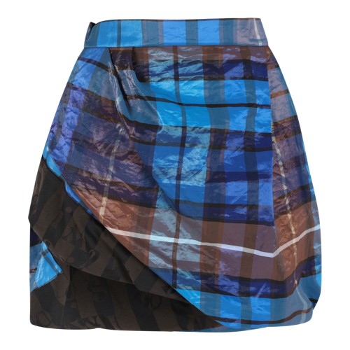 Vivienne Westwood Blue Tartan Draped Mini Skirt.