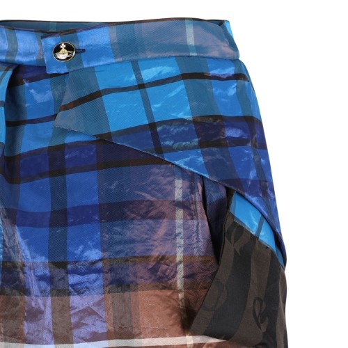 Vivienne Westwood Blue Tartan Draped Mini Skirt.