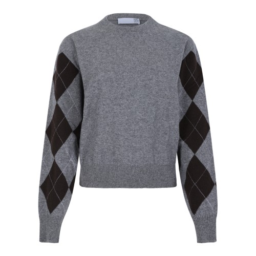 Douuod Grey Argyle Sleeve Sweater.