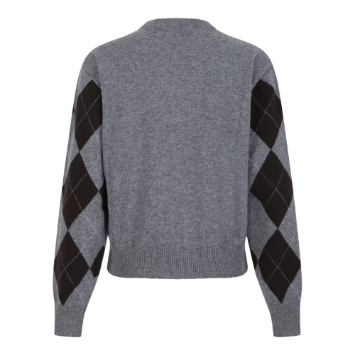 Douuod Grey Argyle Sleeve Sweater. 2