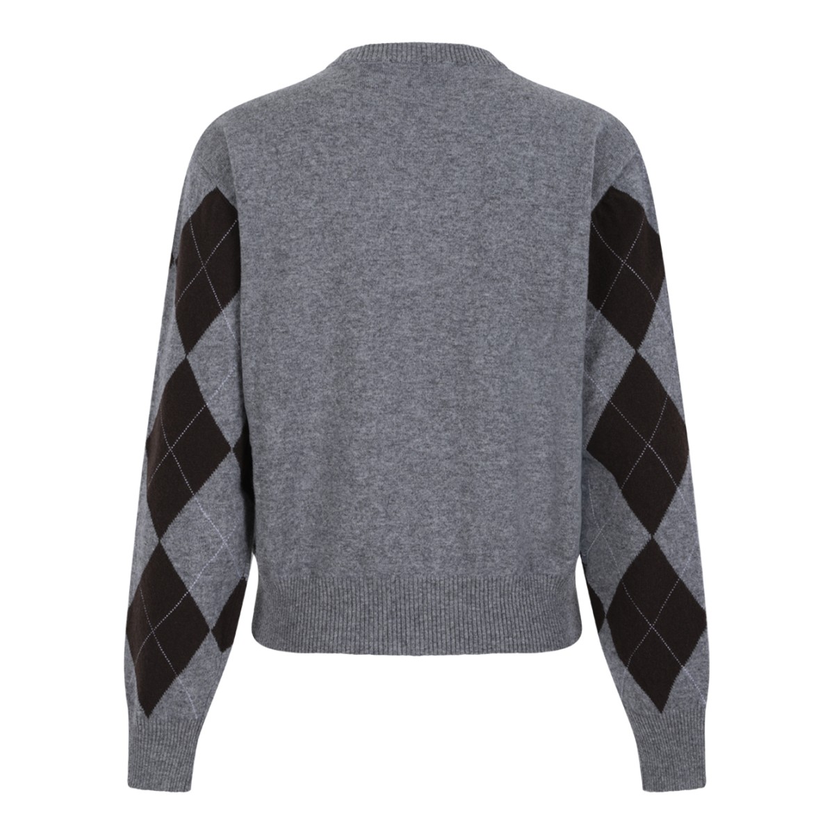 Douuod Grey Argyle Sleeve Sweater.