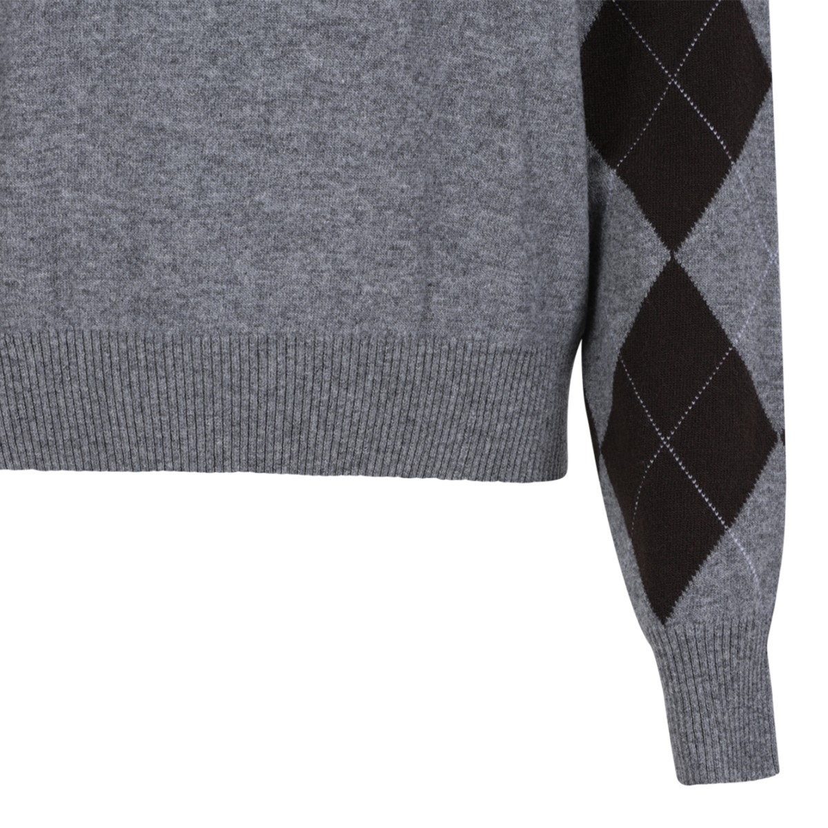 Douuod Grey Argyle Sleeve Sweater.