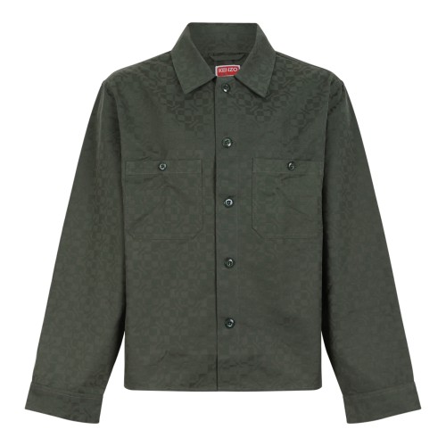 Kenzo Khaki Green Utility Overshirt.