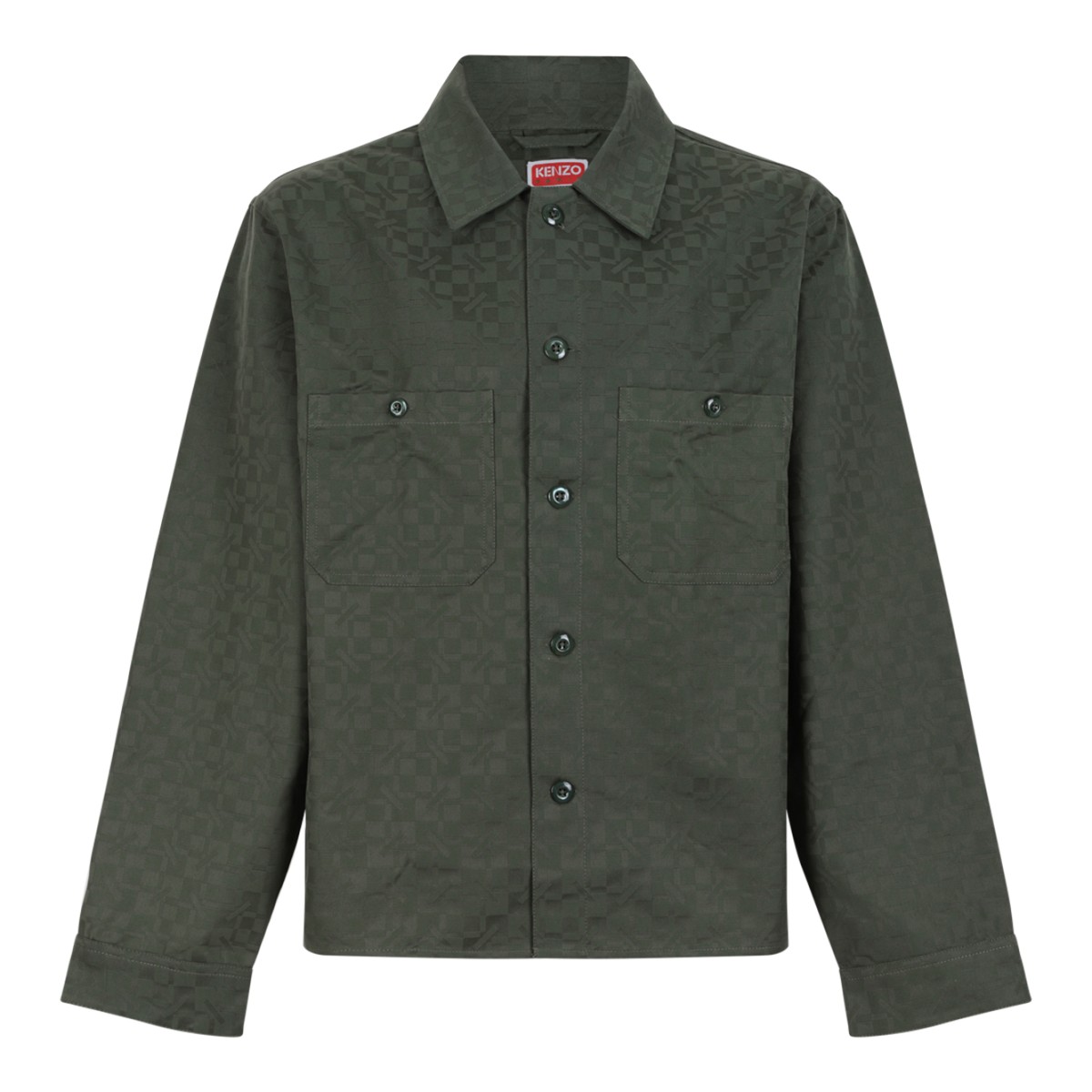 Kenzo Khaki Green Utility Overshirt.