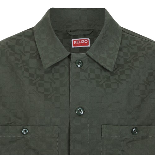 Kenzo Khaki Green Utility Overshirt.