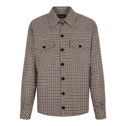 Dolce & Gabbana Brown Check Overshirt.