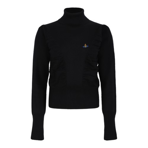 Vivienne Westwood Black Orb Logo Turtleneck Sweater.