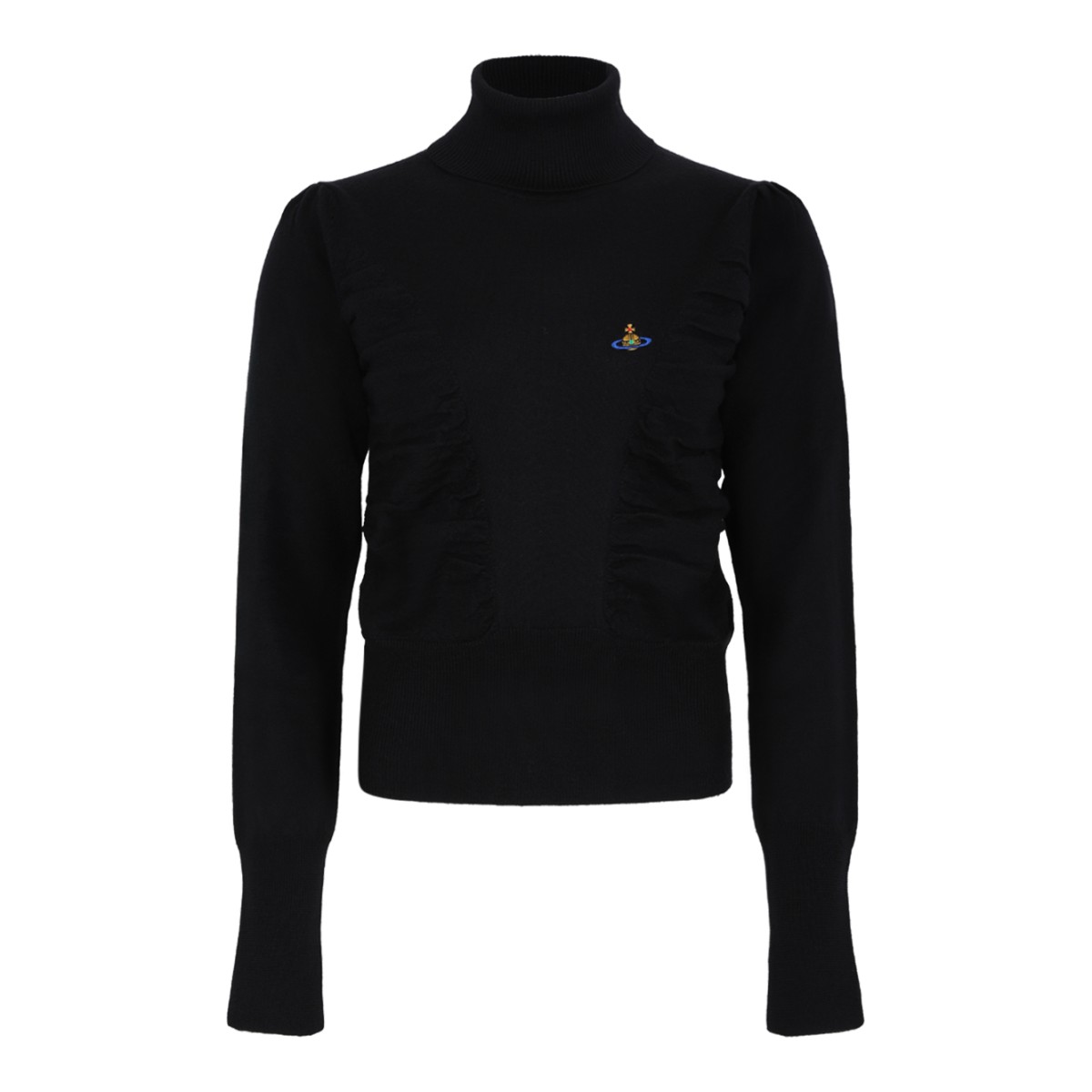 Vivienne Westwood Black Orb Logo Turtleneck Sweater.
