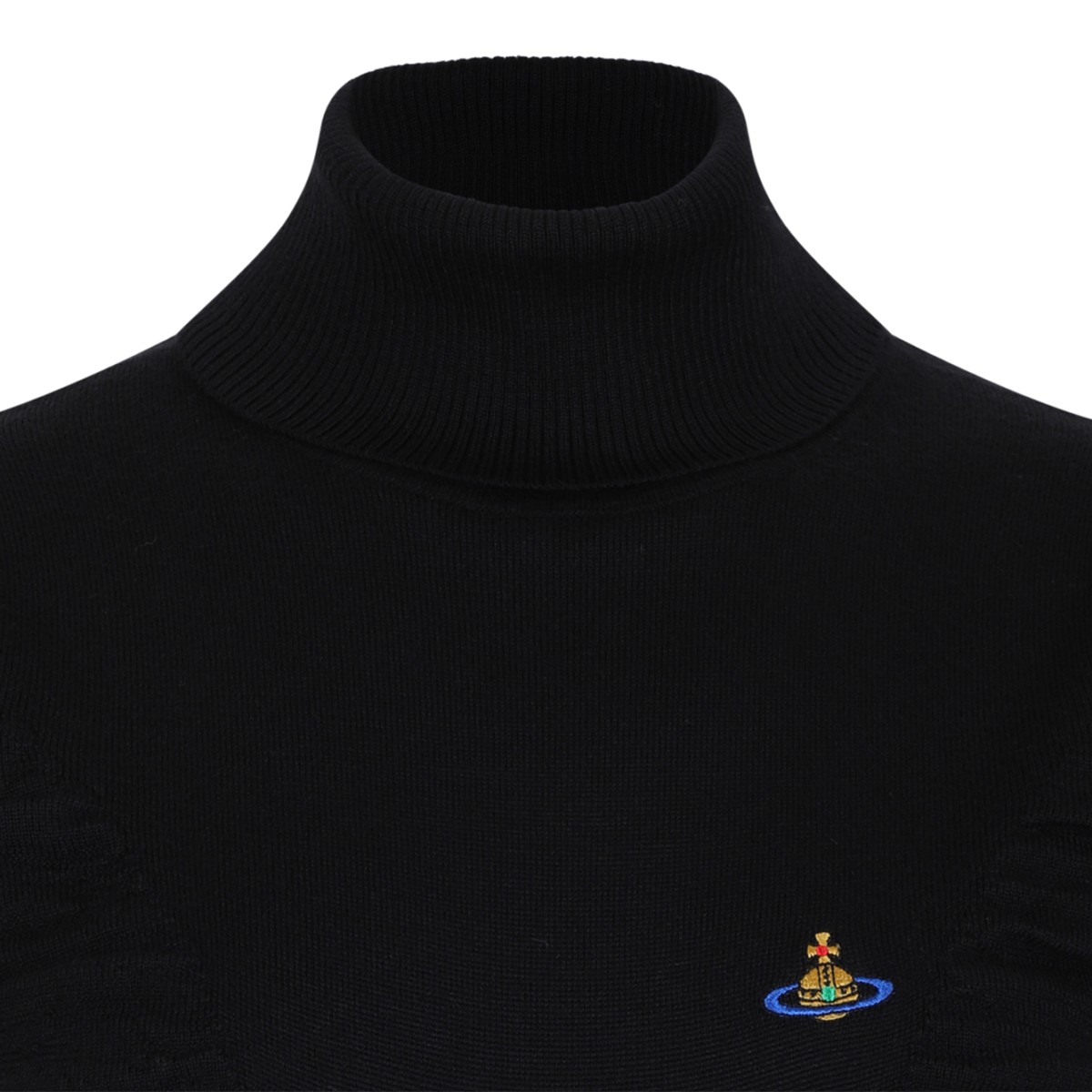 Vivienne Westwood Black Orb Logo Turtleneck Sweater.