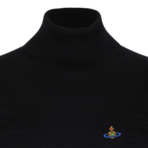 Vivienne Westwood Black Orb Logo Turtleneck Sweater.