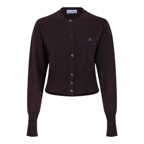 Vivienne Westwood Burgundy Orb Logo Cardigan.