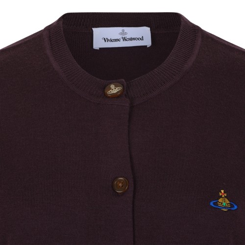 Vivienne Westwood Burgundy Orb Logo Cardigan.