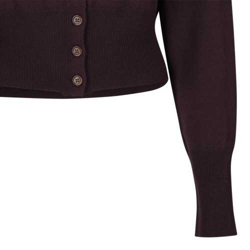 Vivienne Westwood Burgundy Orb Logo Cardigan.