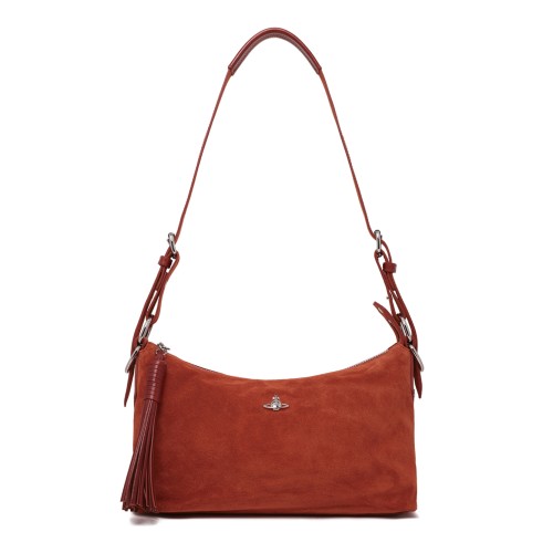 Vivienne Westwood Rust Red Suede Shoulder Bag.