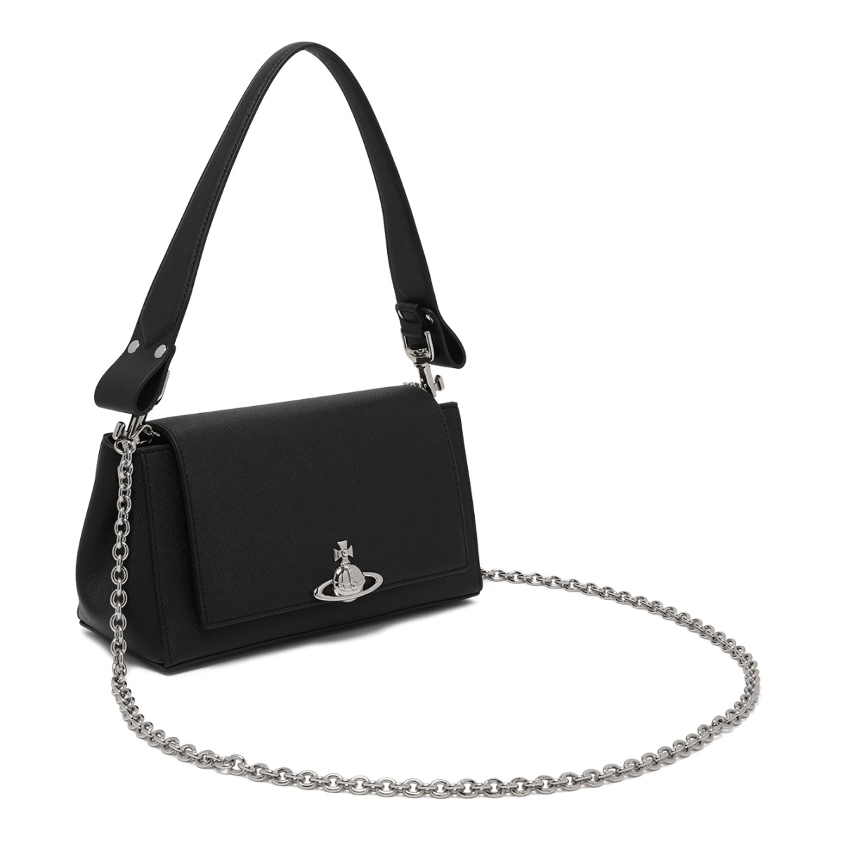 Vivienne Westwood Black Orb Shoulder Bag.