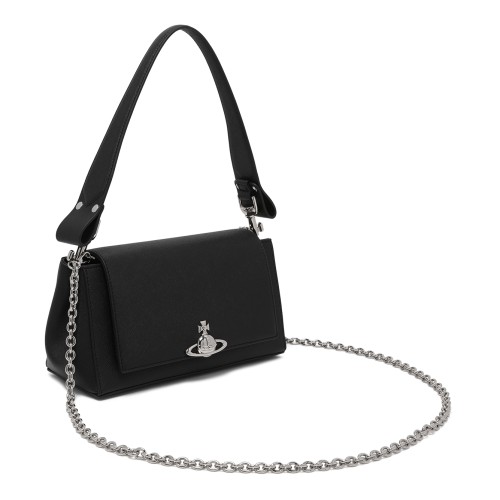 Vivienne Westwood Black Orb Shoulder Bag.