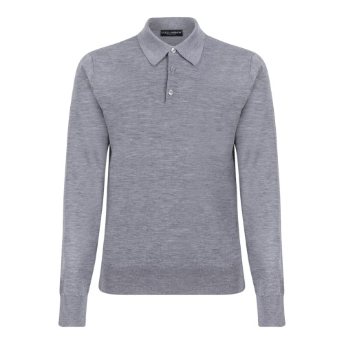 Dolce & Gabbana Grey Long-Sleeve Polo Shirt.
