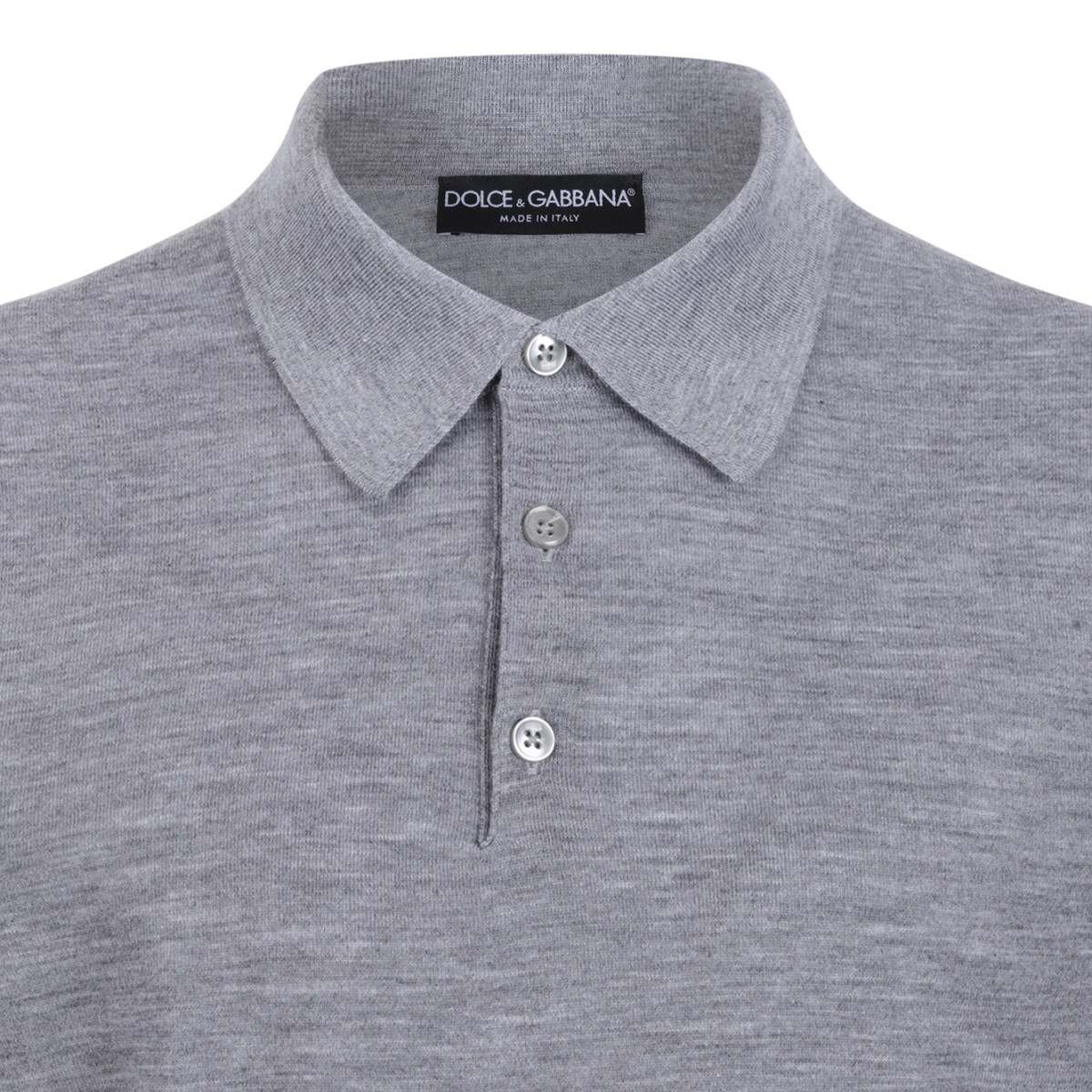Dolce & Gabbana Grey Long-Sleeve Polo Shirt.
