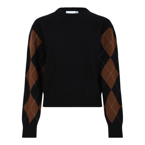 Douuod Black Argyle Sleeve Sweater.