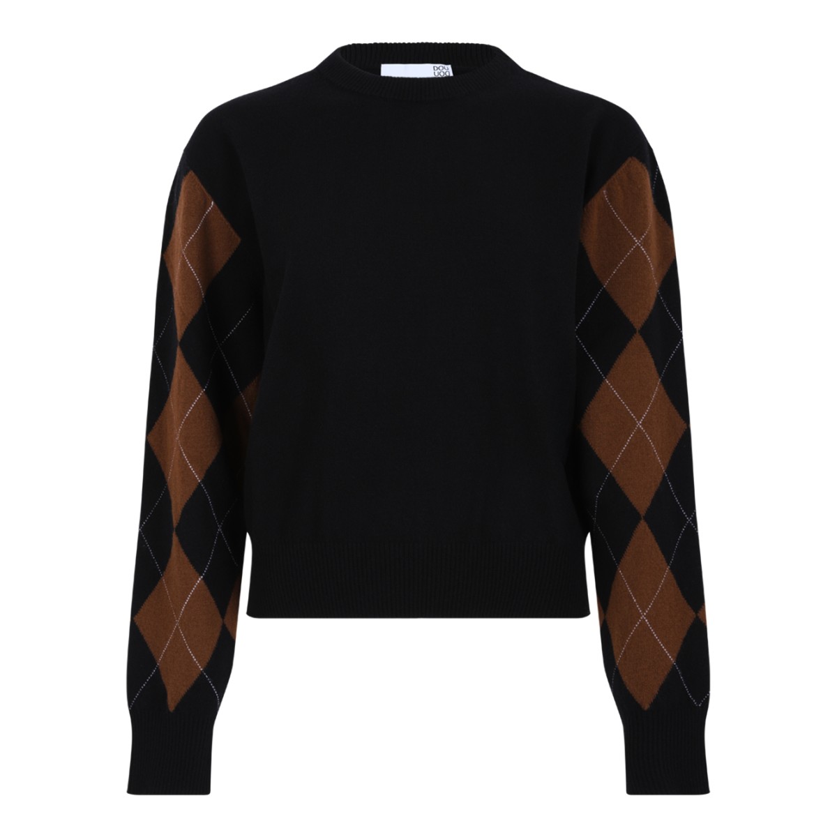 Douuod Black Argyle Sleeve Sweater.