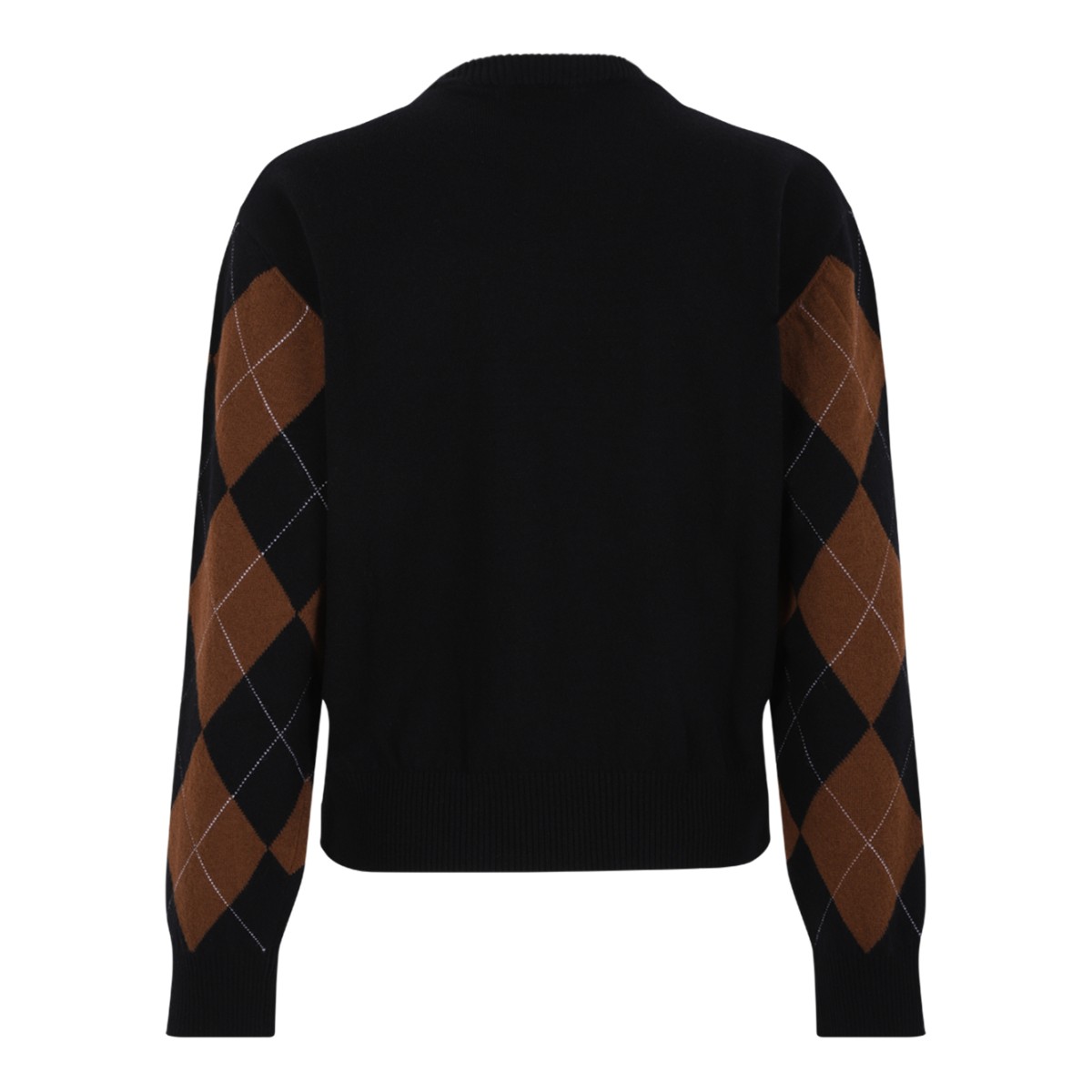 Douuod Black Argyle Sleeve Sweater.