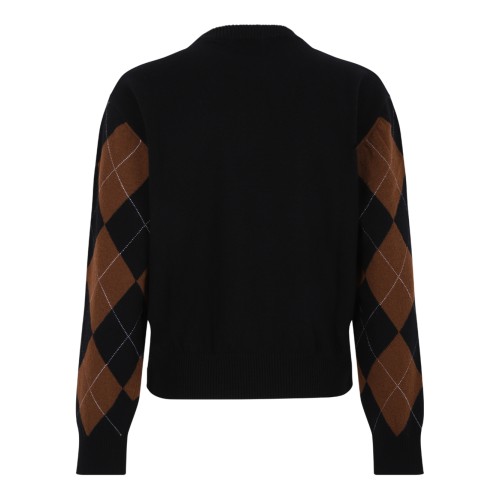 Douuod Black Argyle Sleeve Sweater.